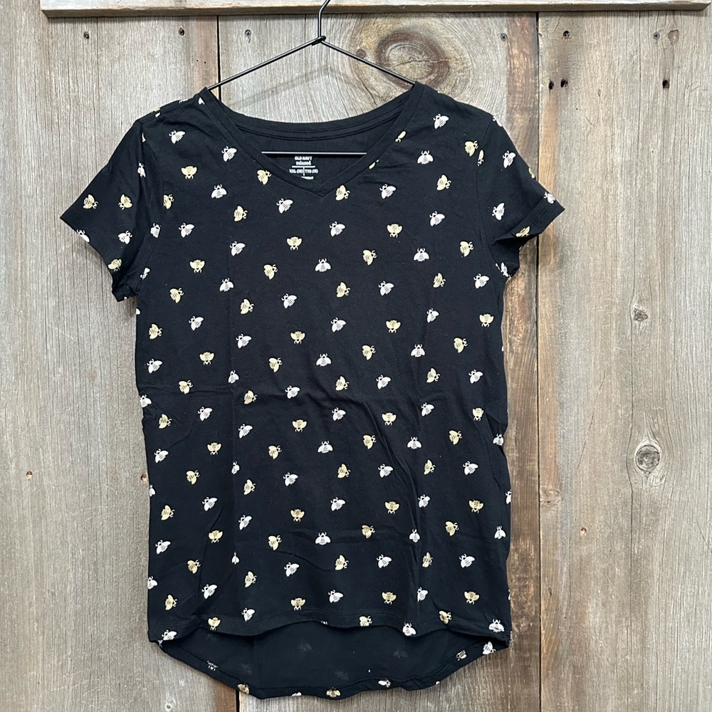 Old Navy Relaxed V-Neck T-shirt in Black Bee Print Graphic Size XXL 16 Girls
